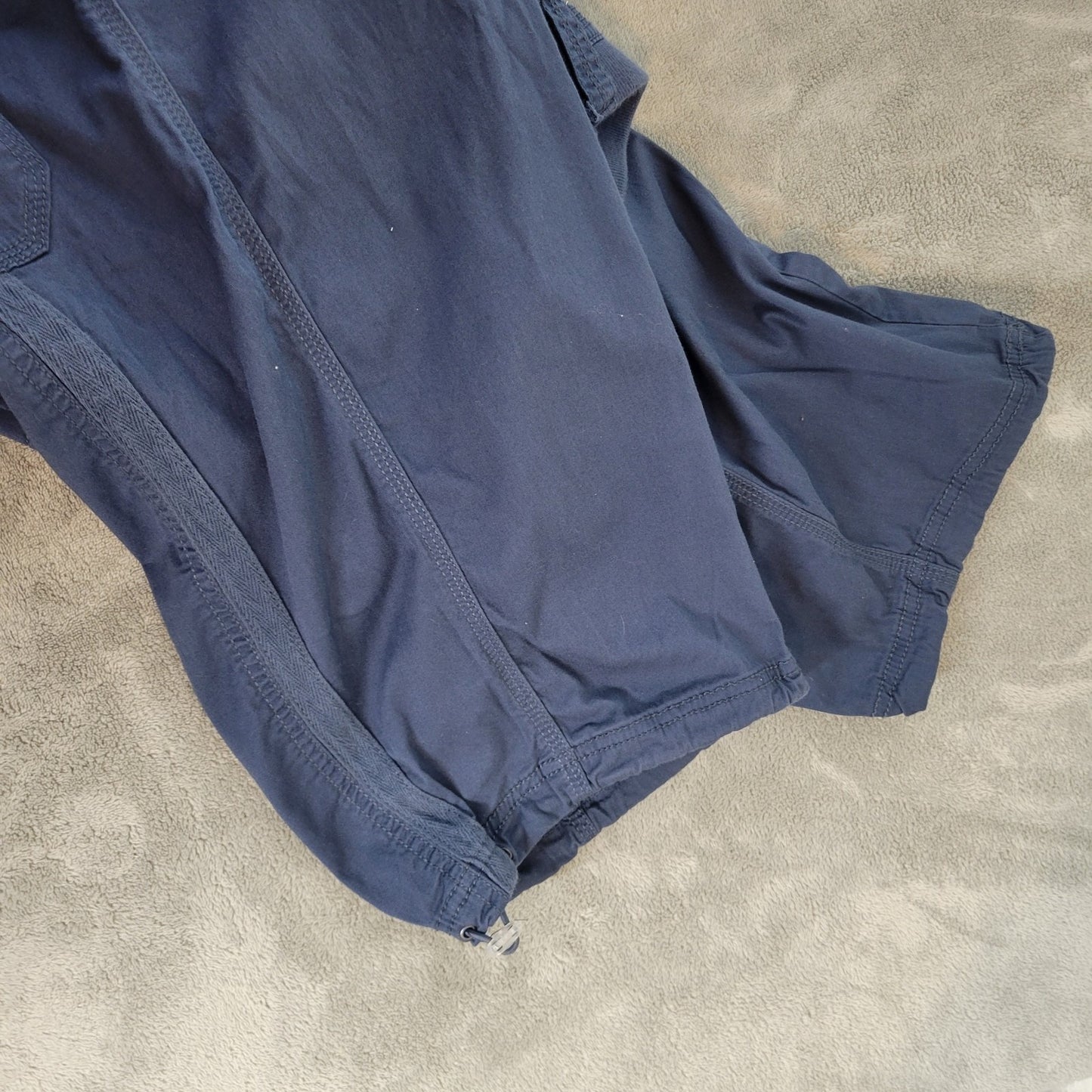 Style Co Womens Pants 20W Plus Capri Cargo Blue Zip Fly Tied Hems Cotton Blend