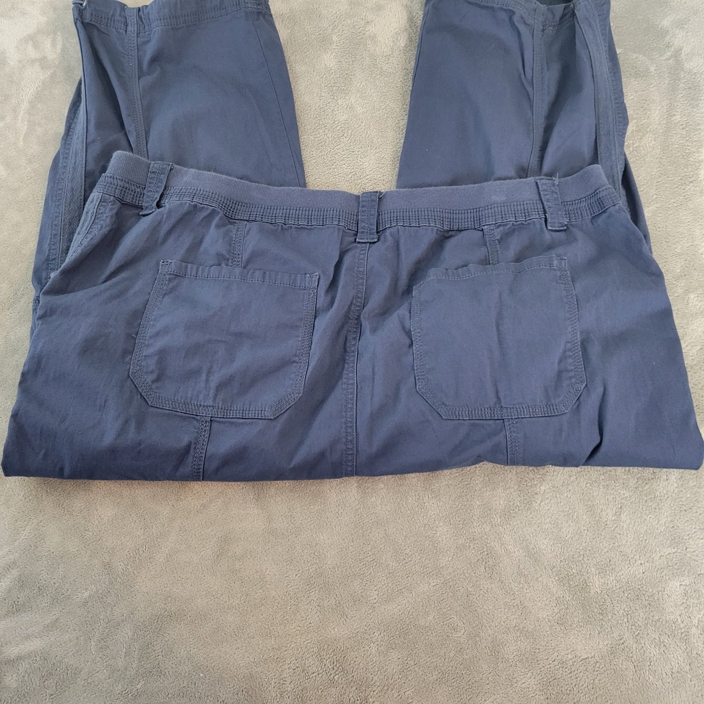 Style Co Womens Pants 20W Plus Capri Cargo Blue Zip Fly Tied Hems Cotton Blend