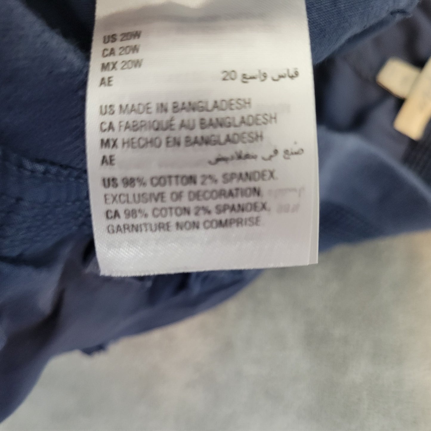 Style Co Womens Pants 20W Plus Capri Cargo Blue Zip Fly Tied Hems Cotton Blend