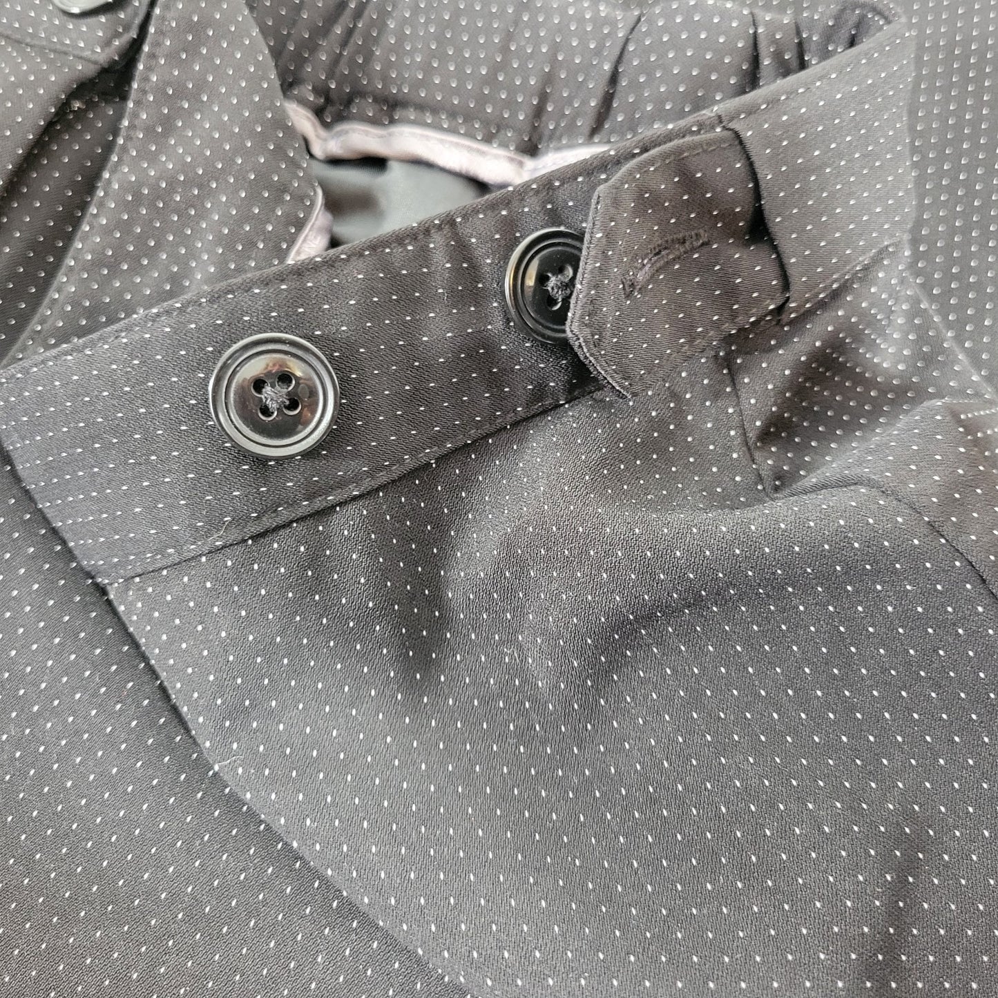 Catherines Womens Pants 18W Plus Black Tiny Dots Adjustable Waist Zip Poly Blend