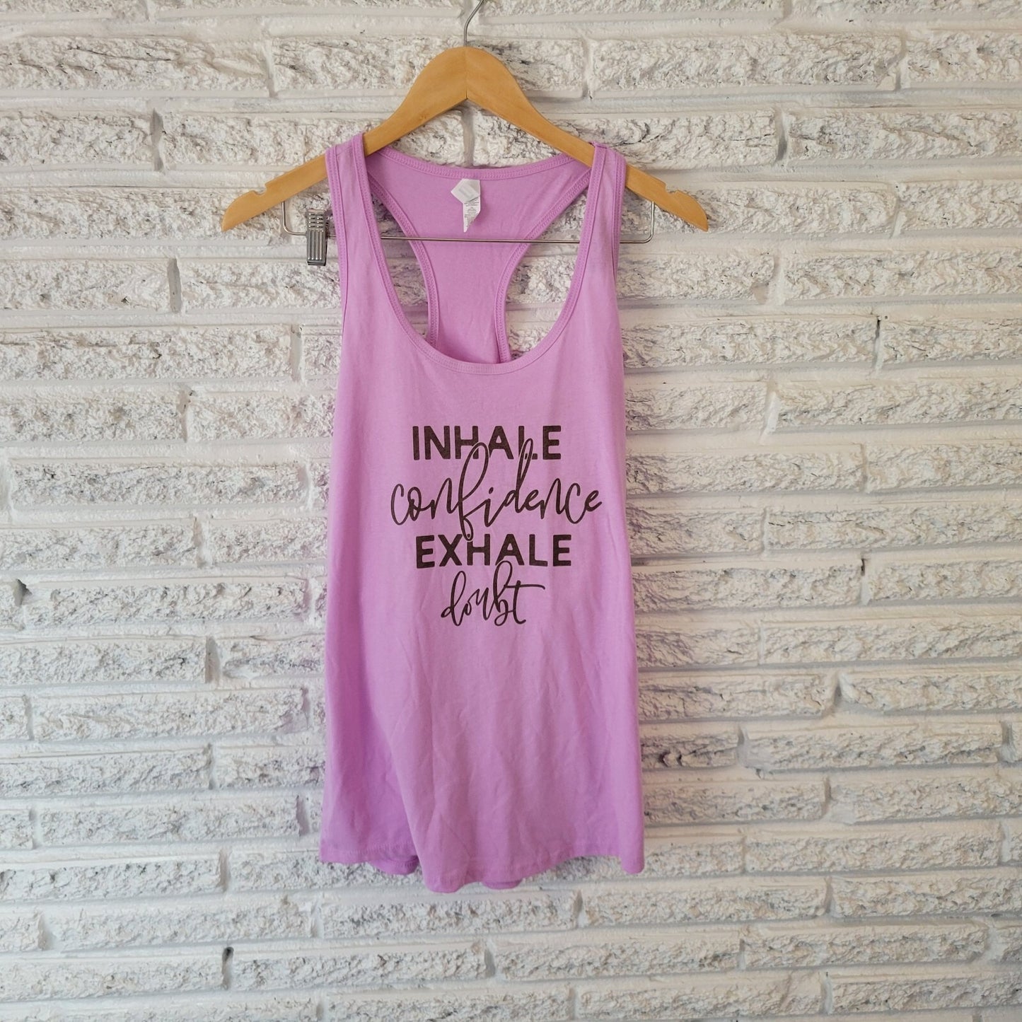 Next Level Womens Top XL Tank Lavender Inhale Confidence Exhale Doubt Racerback