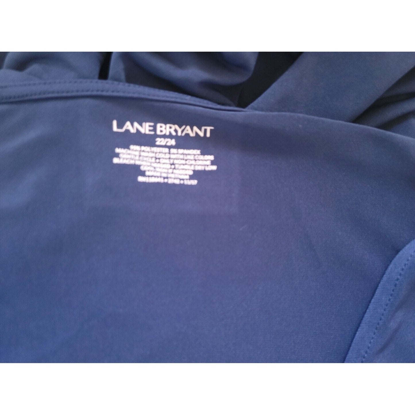 Lane Bryant Womens Top 22 24 Plus Bell Sleeve Pullover Blue Poly Blend Office