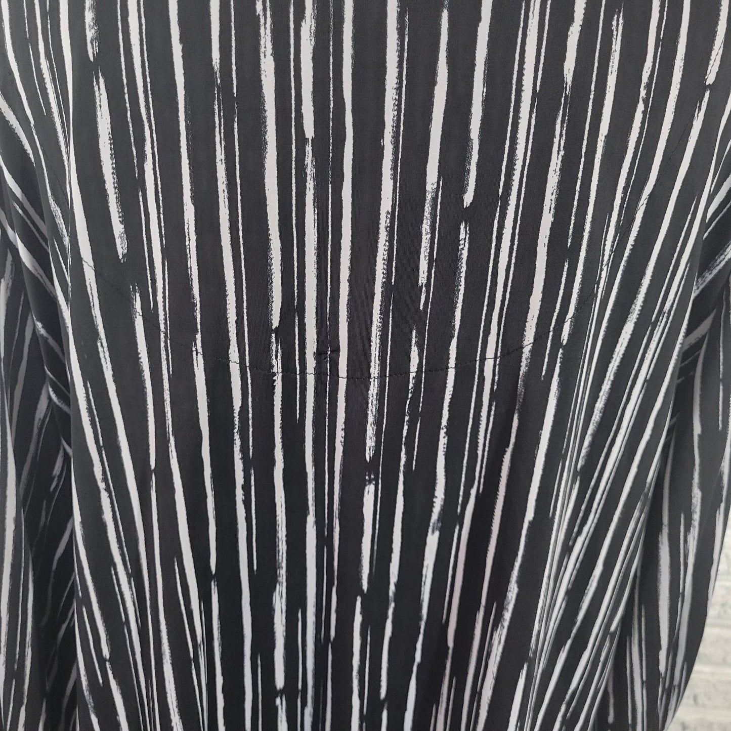 New Directions Womens Top Extra Large Black Stripe Diagonal Asymmetric Keyhole