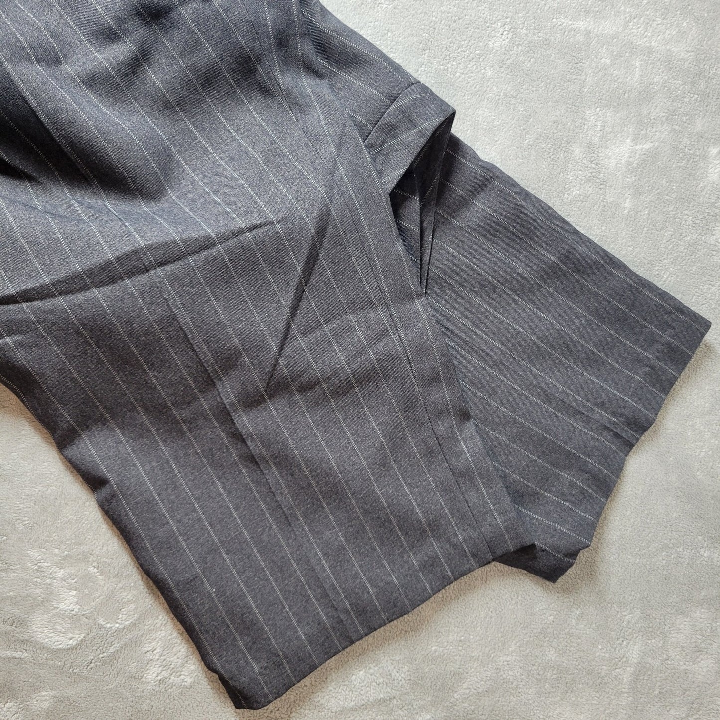 Isabella Womens Pants 22W Plus Cropped Gray Stripe Zip Fly Poly Blend Office