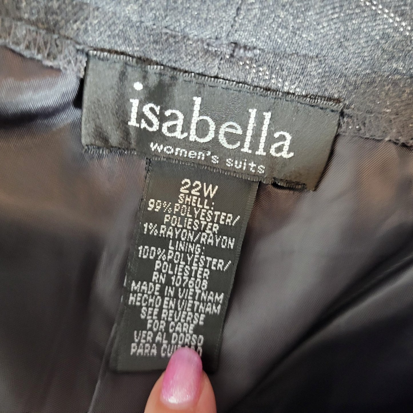 Isabella Womens Pants 22W Plus Cropped Gray Stripe Zip Fly Poly Blend Office