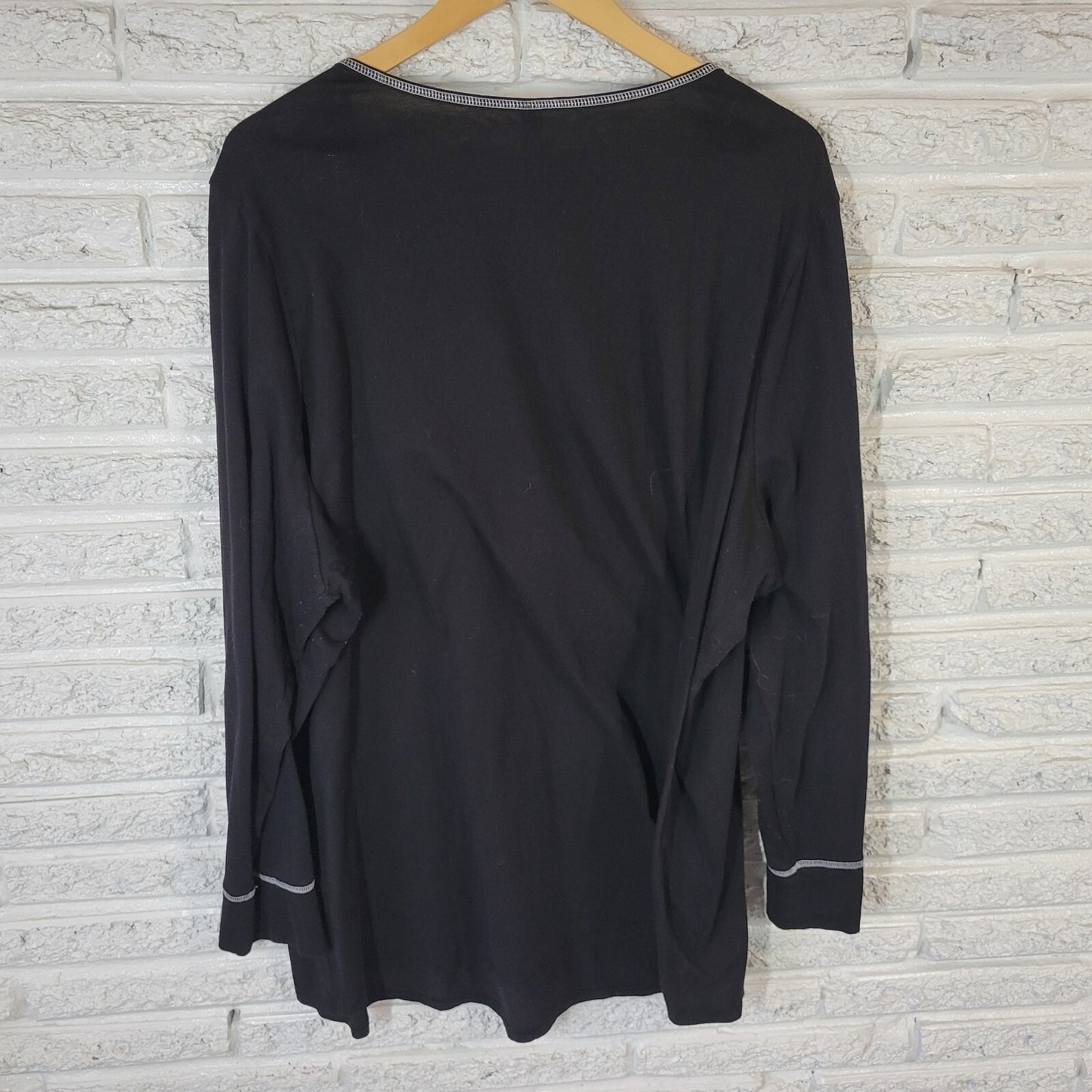 Cacique Women Top 26 28 Plus Pajama Long Sleeve Black Nice Until Proven Naughty