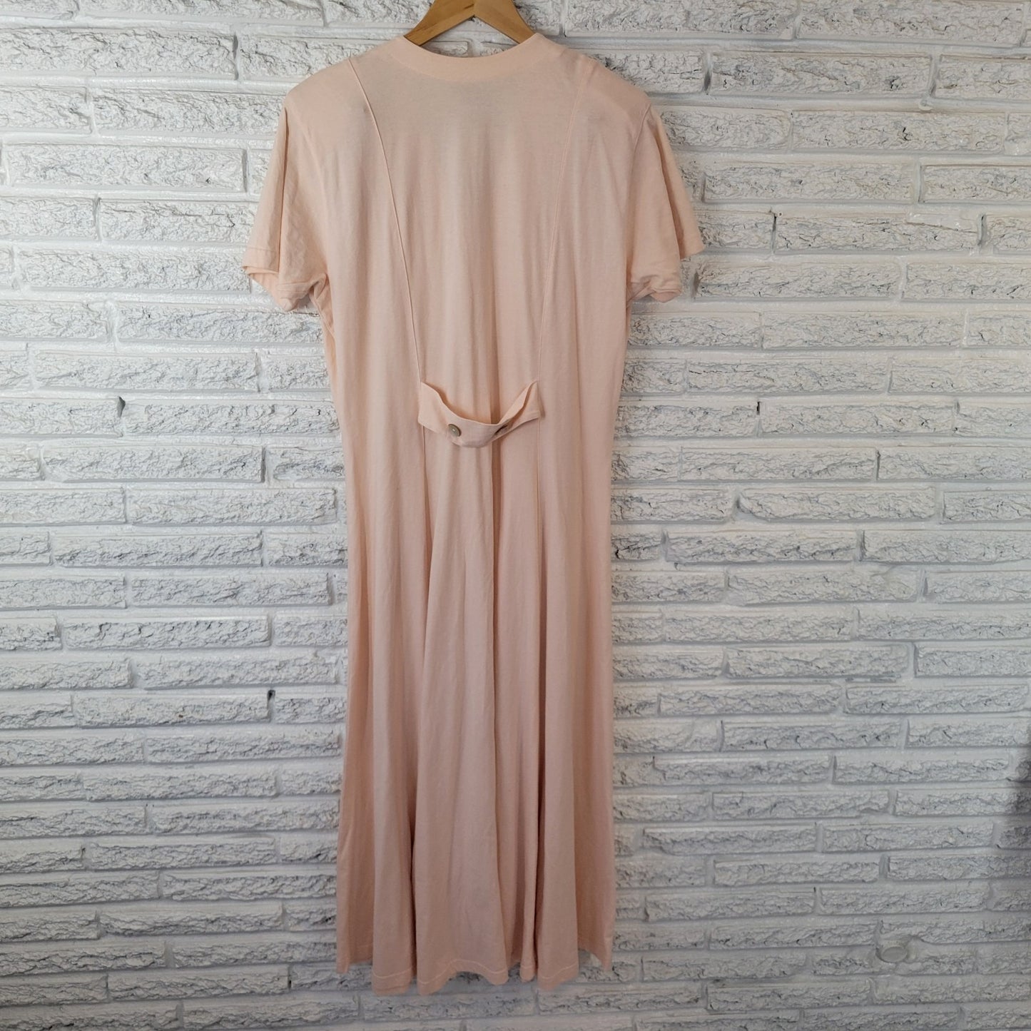 Coldwater Creek Womens Dress XL Midi Short Sleeve Pale Pink Cotton Button Up