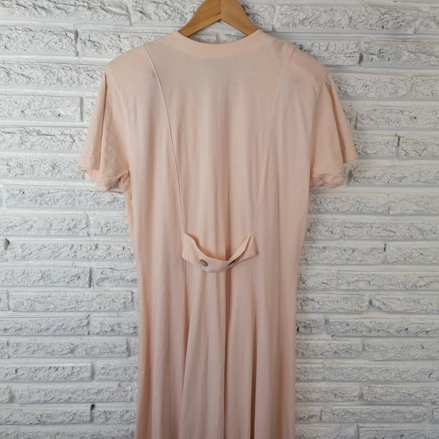 Coldwater Creek Womens Dress XL Midi Short Sleeve Pale Pink Cotton Button Up