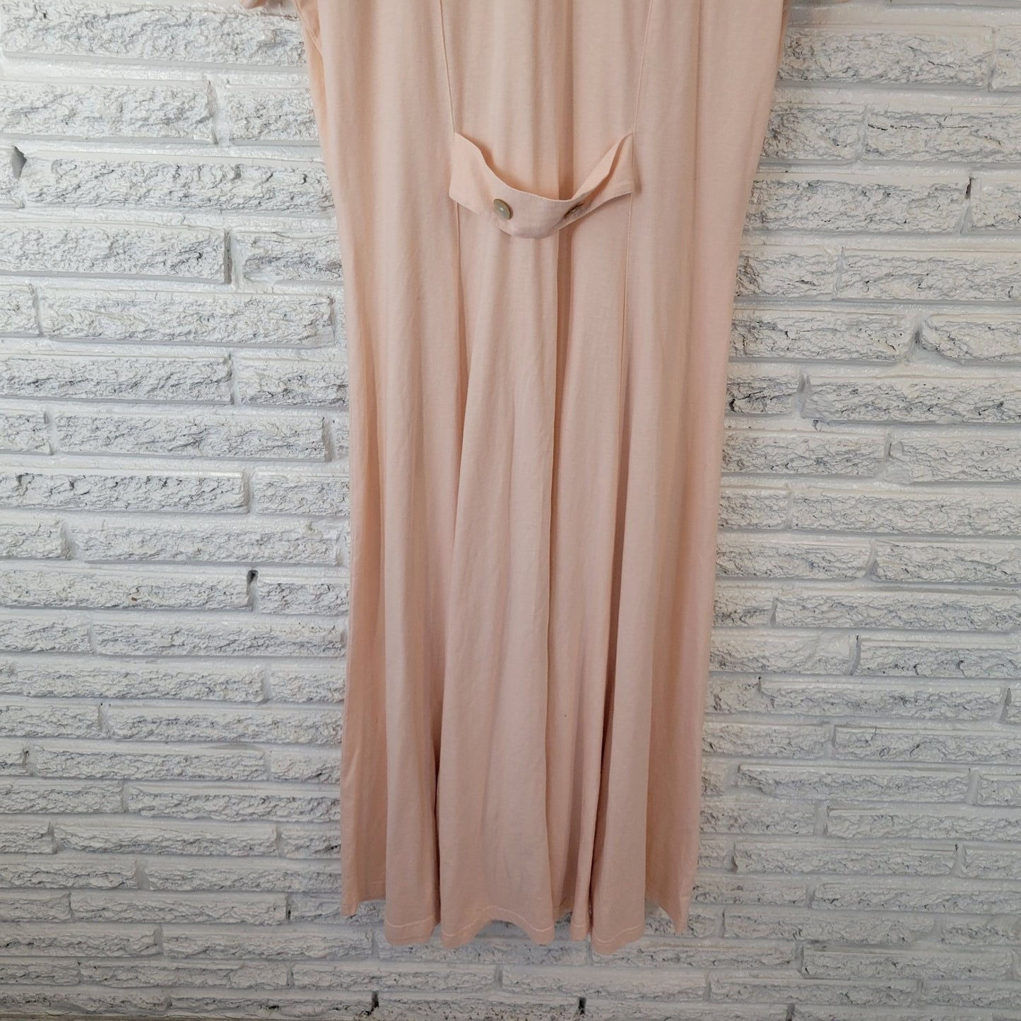 Coldwater Creek Womens Dress XL Midi Short Sleeve Pale Pink Cotton Button Up