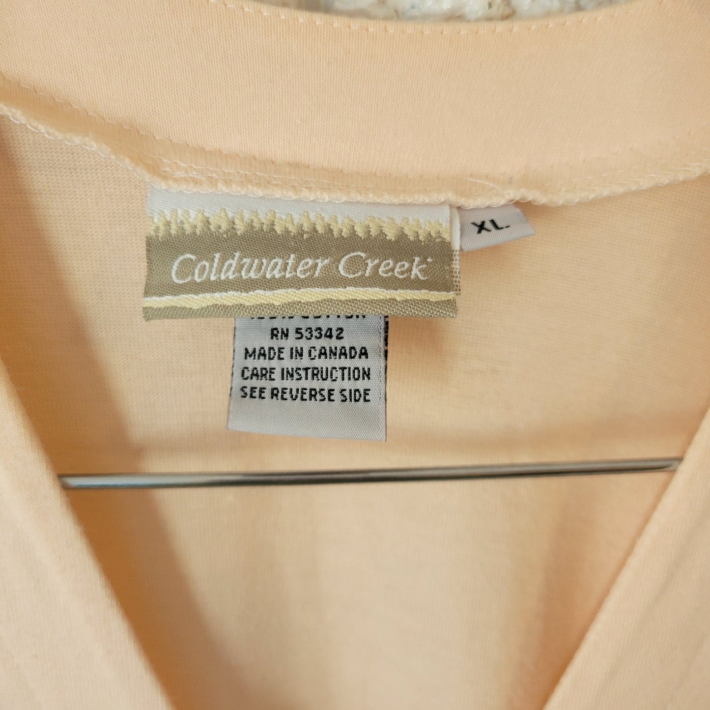 Coldwater Creek Womens Dress XL Midi Short Sleeve Pale Pink Cotton Button Up