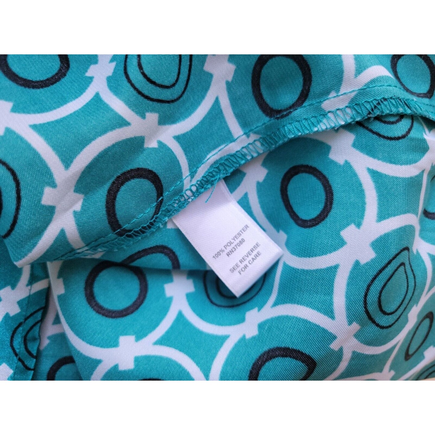 Cato Womens Top 22W 24W Plus Cap Sleeve Blue Geometric Collar Polyester Career