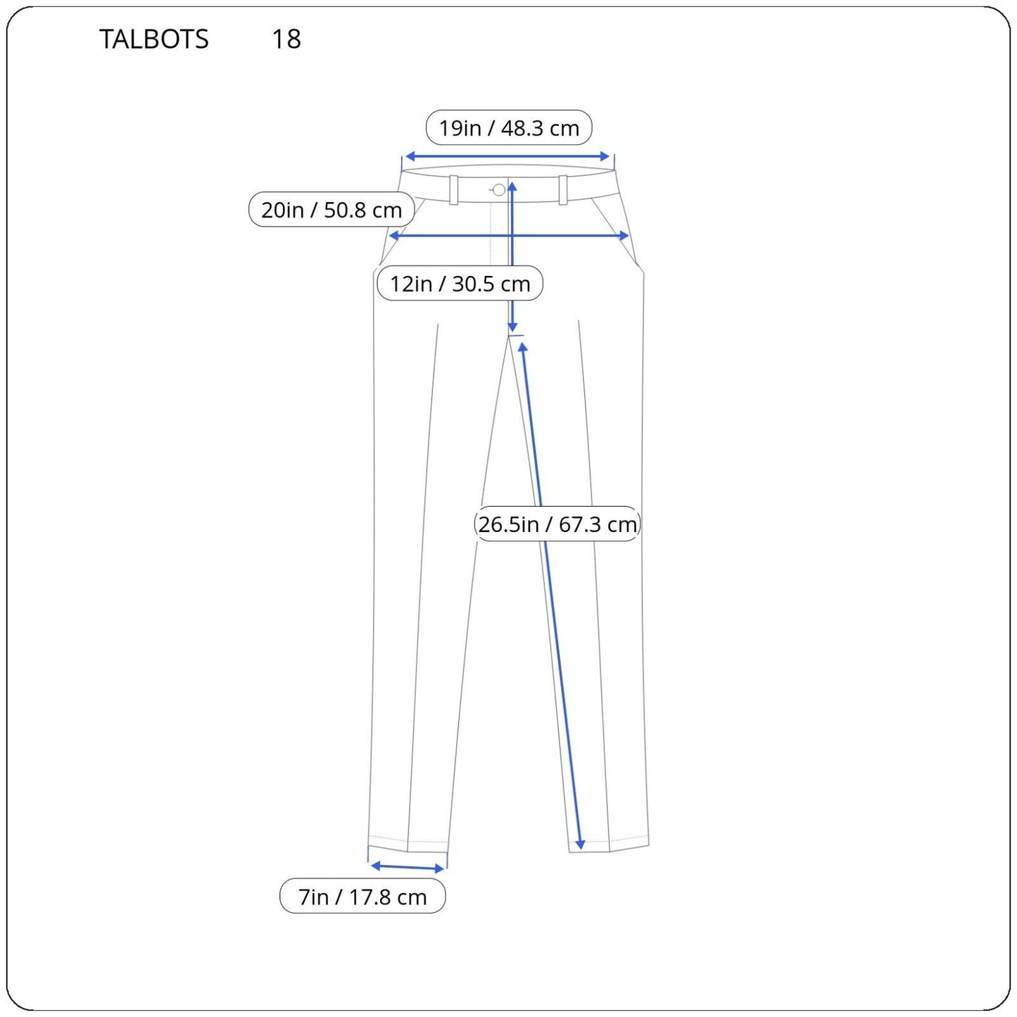 Talbots Womens Pants 18 Plus Chatham Ankle Blue Side Zip Cotton Blend Comfy