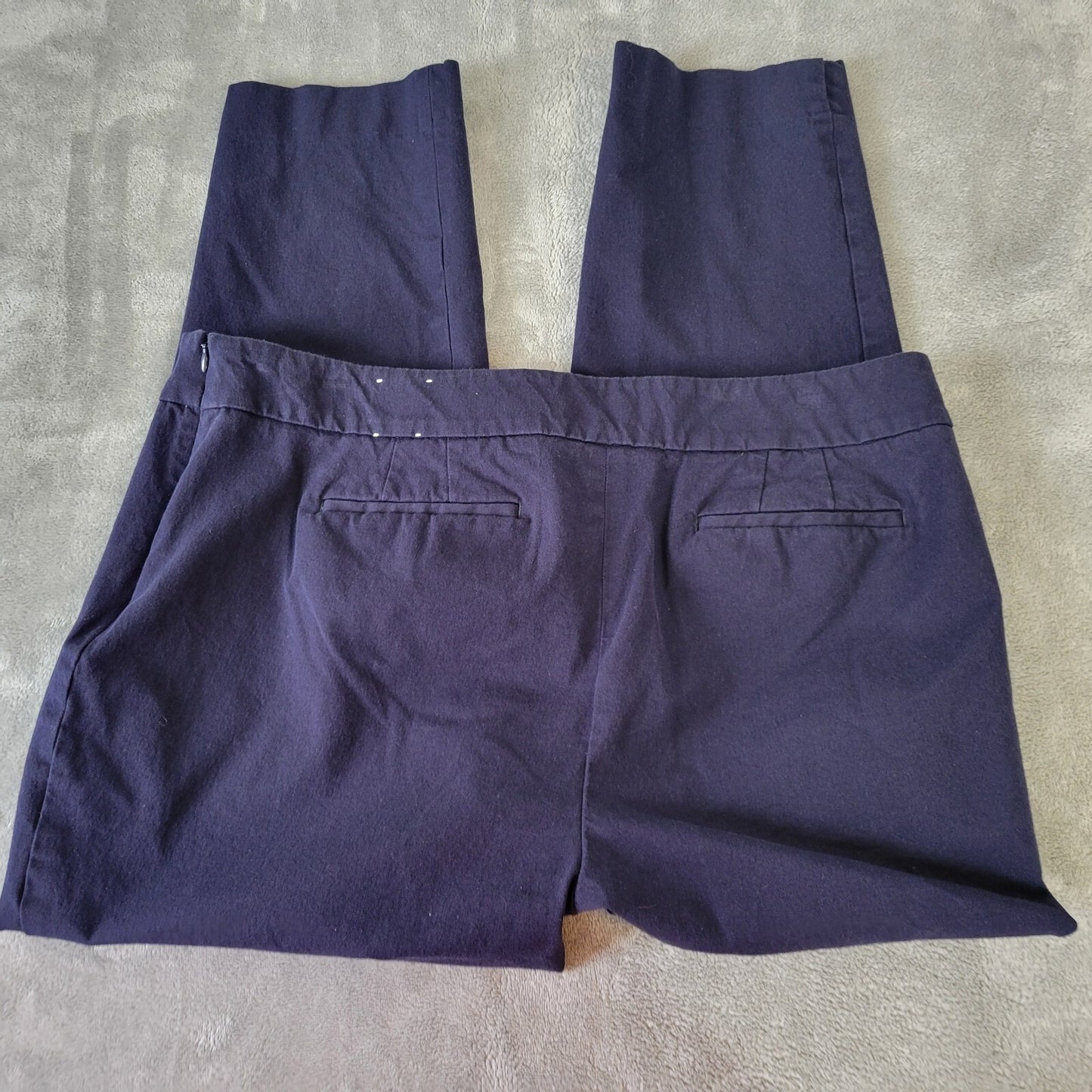 Talbots Womens Pants 18 Plus Chatham Ankle Blue Side Zip Cotton Blend Comfy