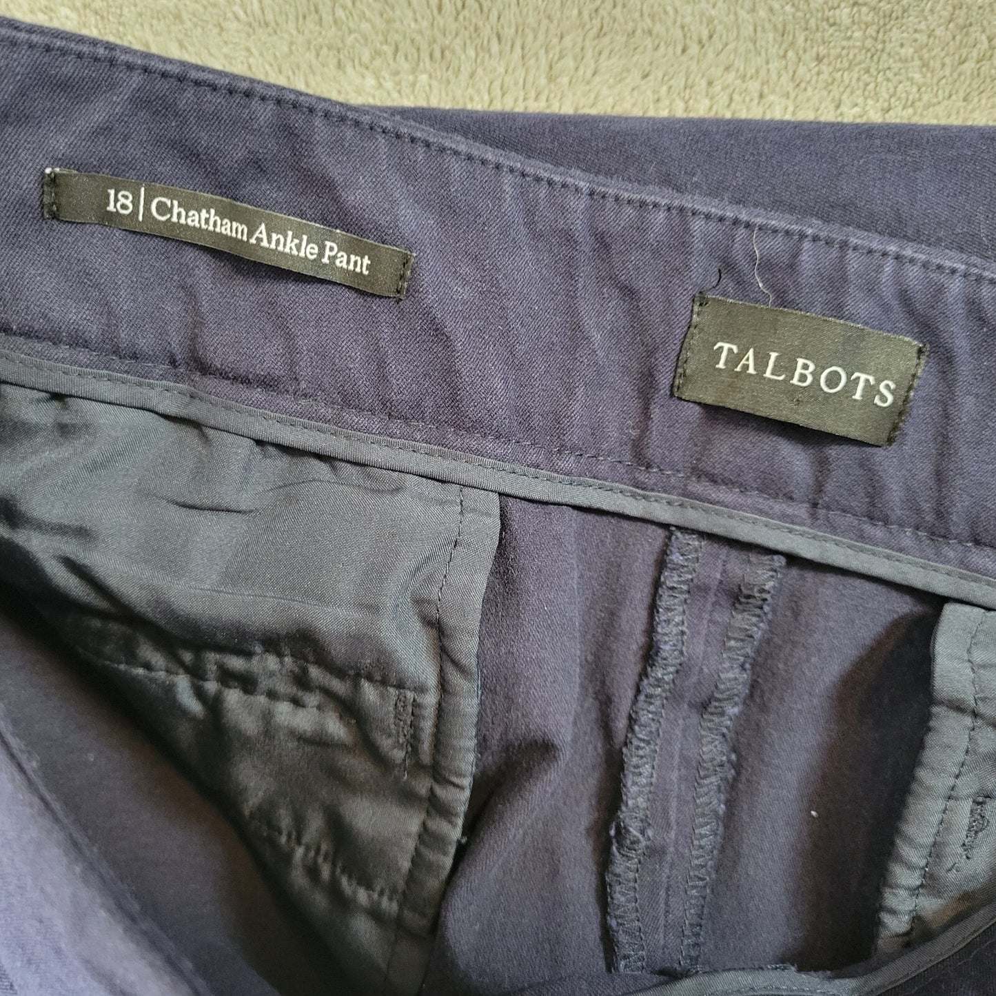 Talbots Womens Pants 18 Plus Chatham Ankle Blue Side Zip Cotton Blend Comfy