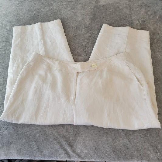 Norton McNaughton Womens Pants 20W Plus Capri White Linen Rayon Lined Office