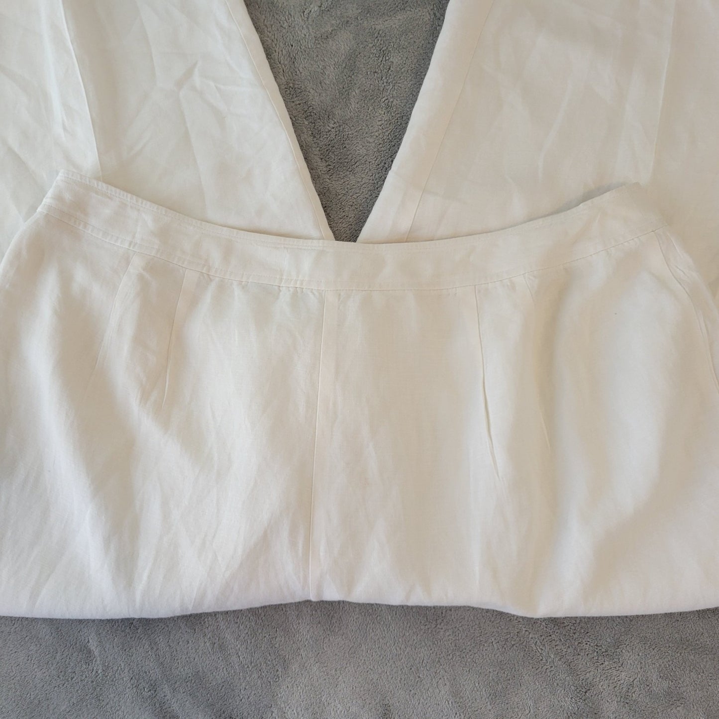 Norton McNaughton Womens Pants 20W Plus Capri White Linen Rayon Lined Office