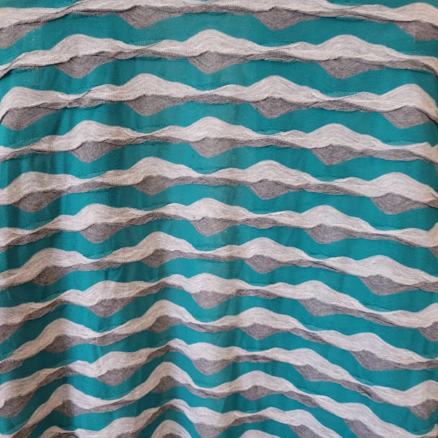 Sag Harbor Womens Top Extra Large XL Open Overlay Green Gray Stripe Sheer