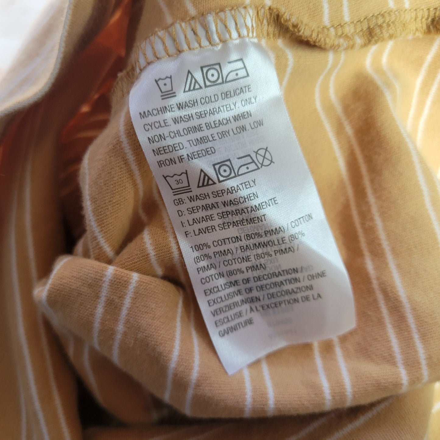 Isaac Mizrahi Live Womens Top 1X Tee 3/4 Sleeve Tan Stripe Cotton Casual Comfy