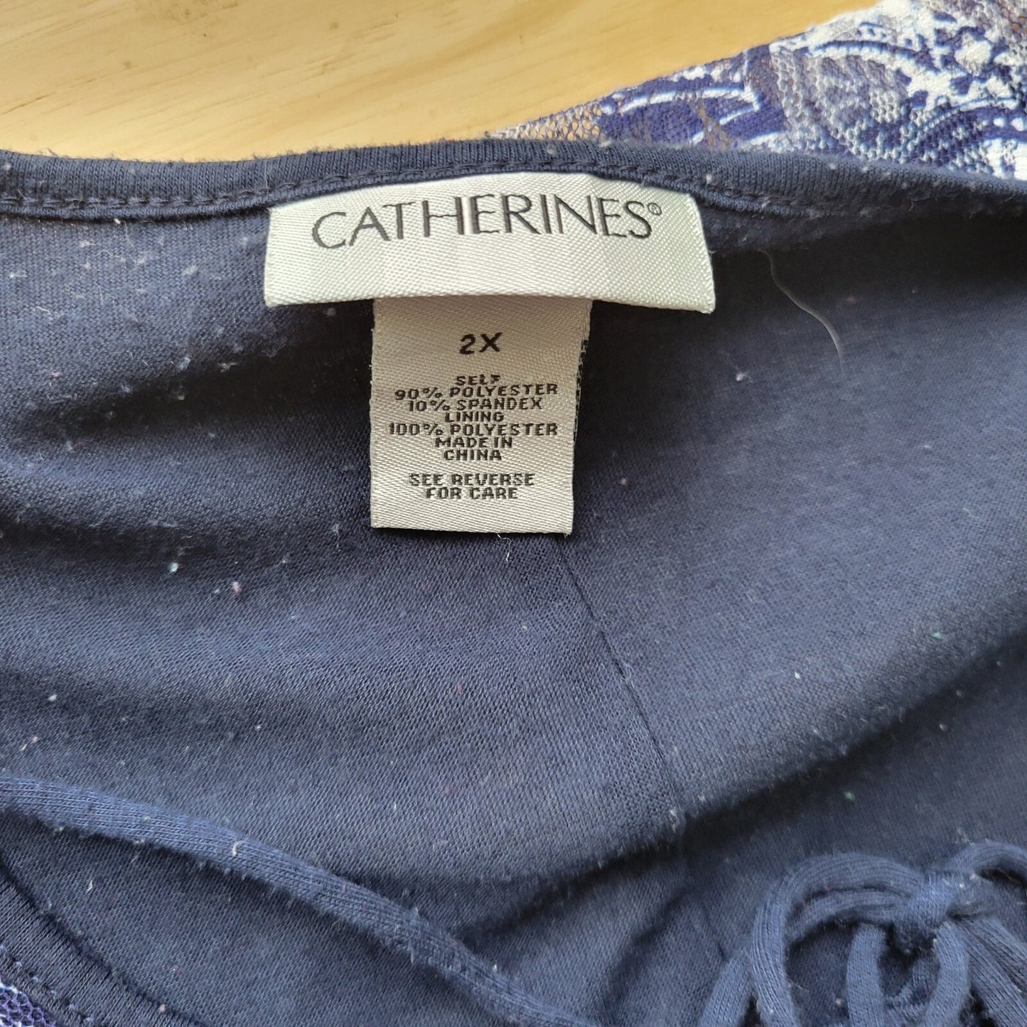 Catherines Womens Top 2X Plus Tunic Mesh Blue Pink Floral Lined Poly Blend Comfy