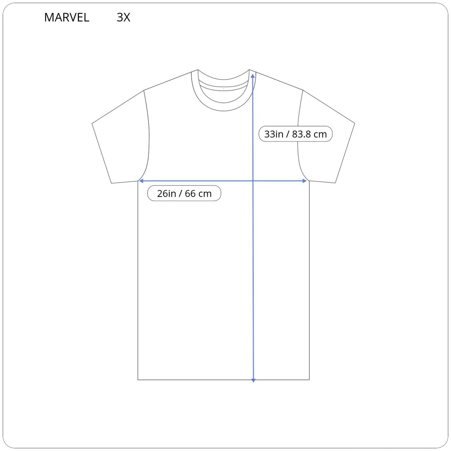 Marvel Unisex Adult Shirt 3X Tee Crew Blue Short Sleeve Superheroes Poly Blend