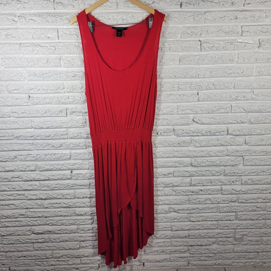 Ashley Stewart Womens Dress 22 24 Plus High Low Sleeveless Red Poly Blend Sheath