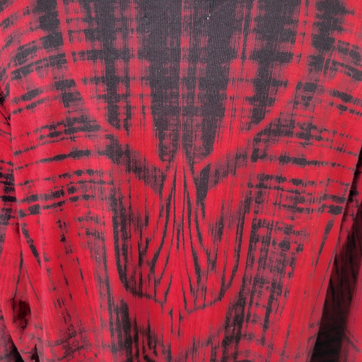 Live Let Live Womens Top XXL Plus Tunic Red Black Plaid Asymmetric Studded Mesh