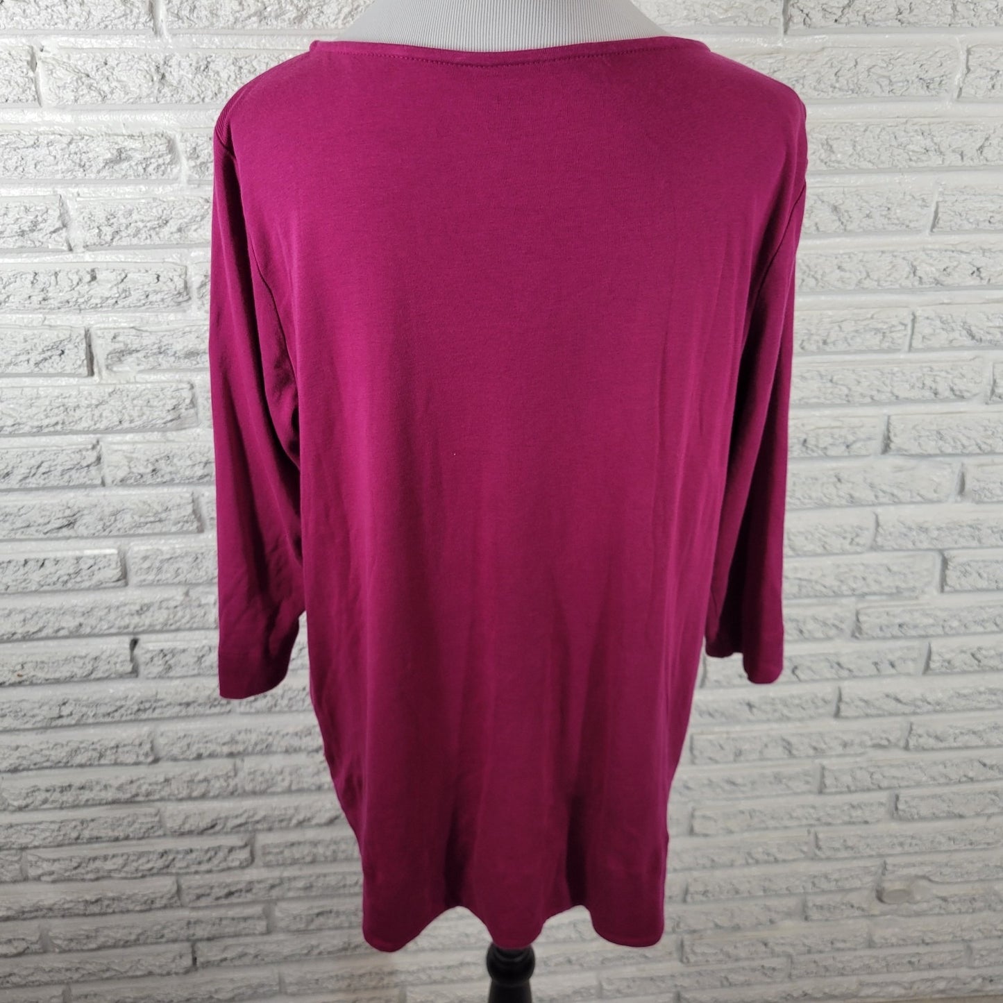 Chicos Women Top 3 Standard Extra Large XL 3/4 Sleeve Purple Cotton Comfy Casual