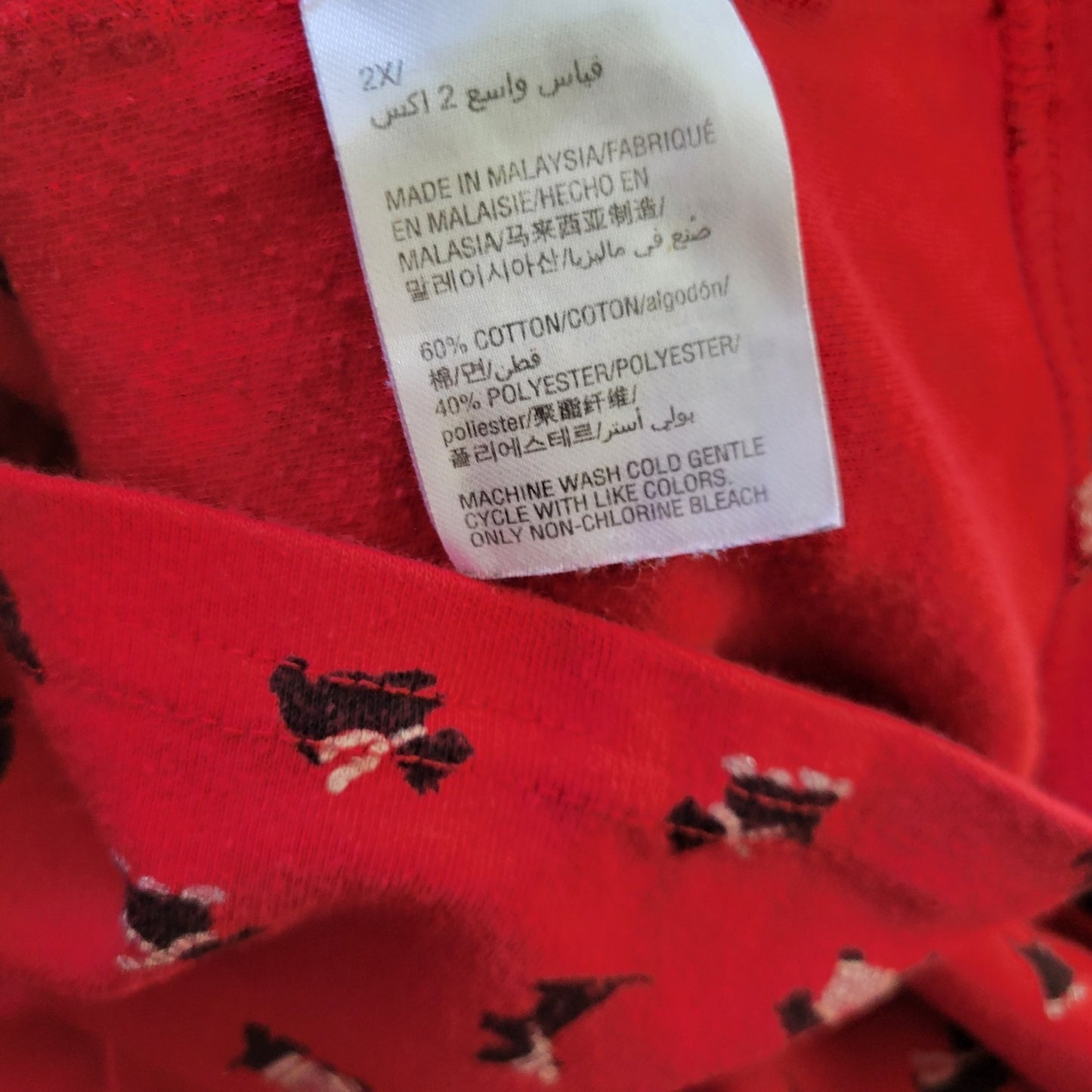 Karen Scott Women's 2X Plus Red Terrier Dog Print Long Sleeve Cotton Blend Top