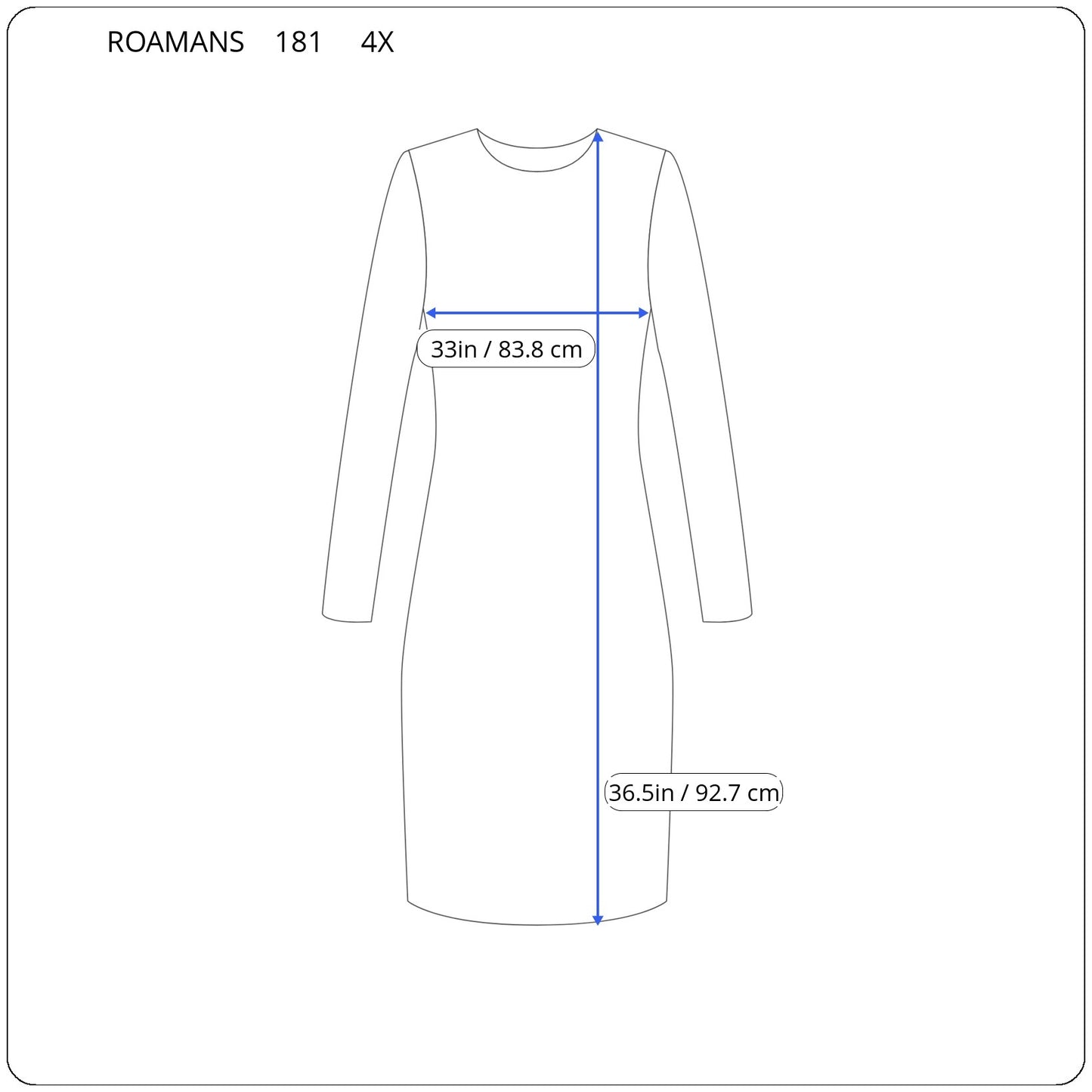 Roamans Womens 4X Plus Blue Dress Boat Neck 3/4 Bell Sleeve Chiffon BLU52E