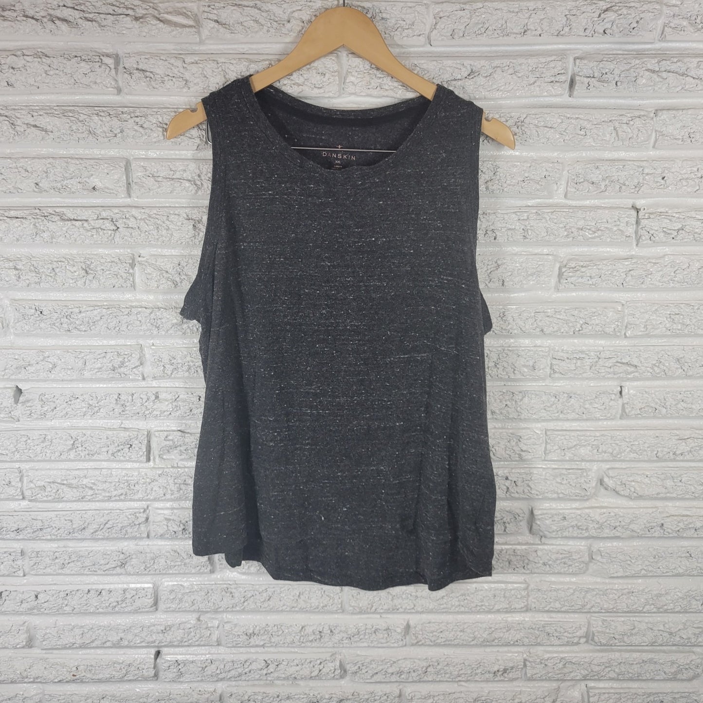 Danskin Womens Top XXL Plus Tank Knit Black Cotton Blend Lightweight Activewear