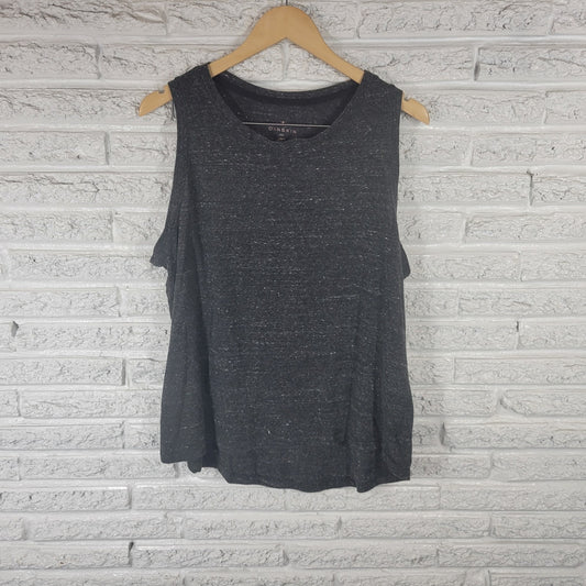 Danskin Womens Top XXL Plus Tank Knit Black Cotton Blend Lightweight Activewear
