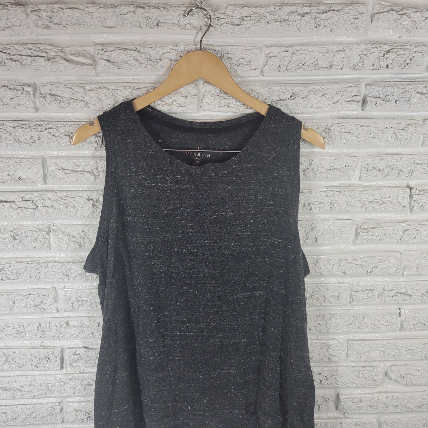 Danskin Womens Top XXL Plus Tank Knit Black Cotton Blend Lightweight Activewear