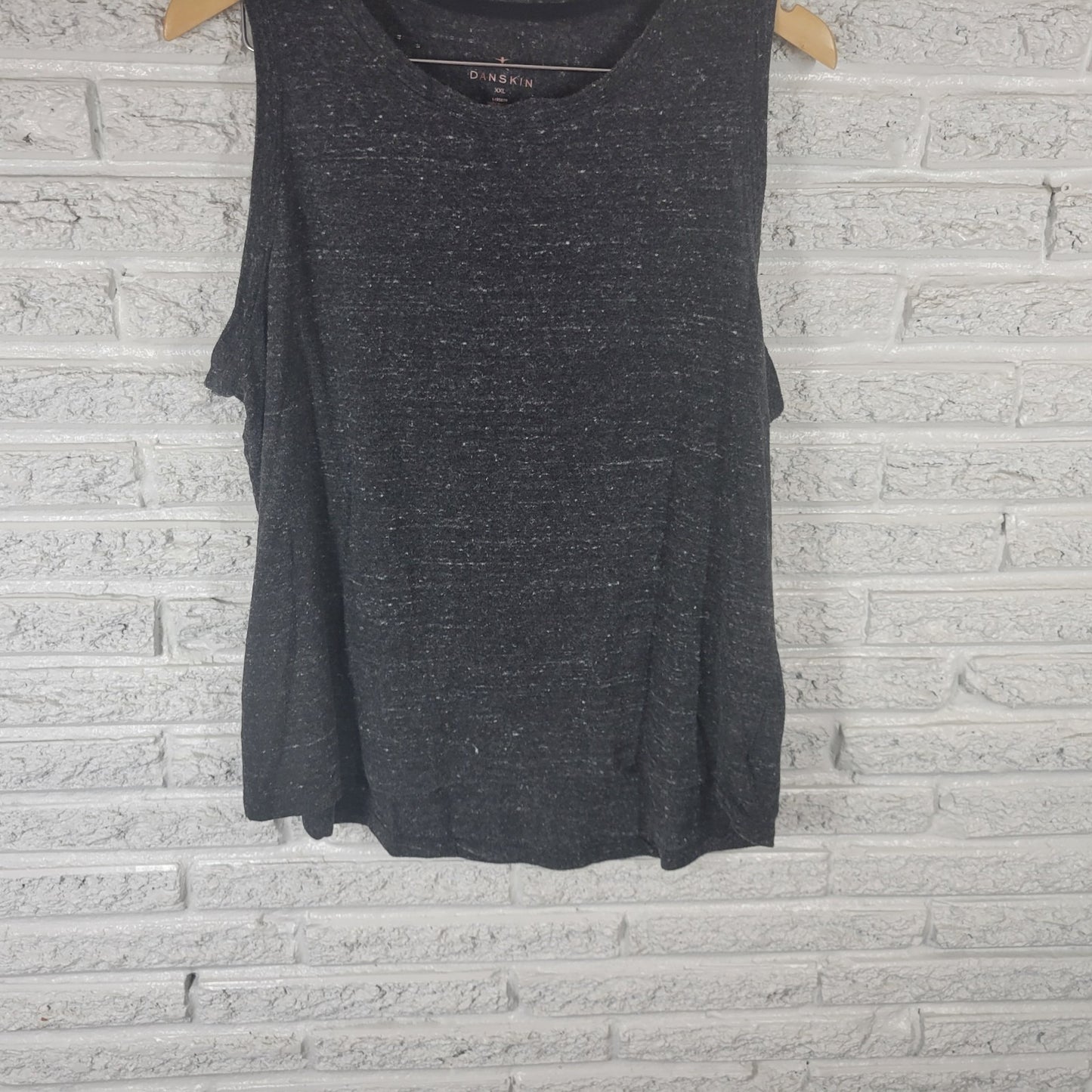 Danskin Womens Top XXL Plus Tank Knit Black Cotton Blend Lightweight Activewear