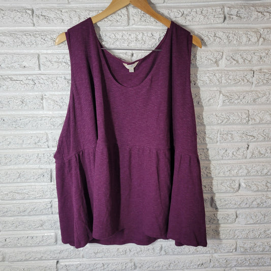 Terra Sky Womens Top 4X 28W 30W Plus Tank Swing Peplum Purple Comfy Scoop Neck