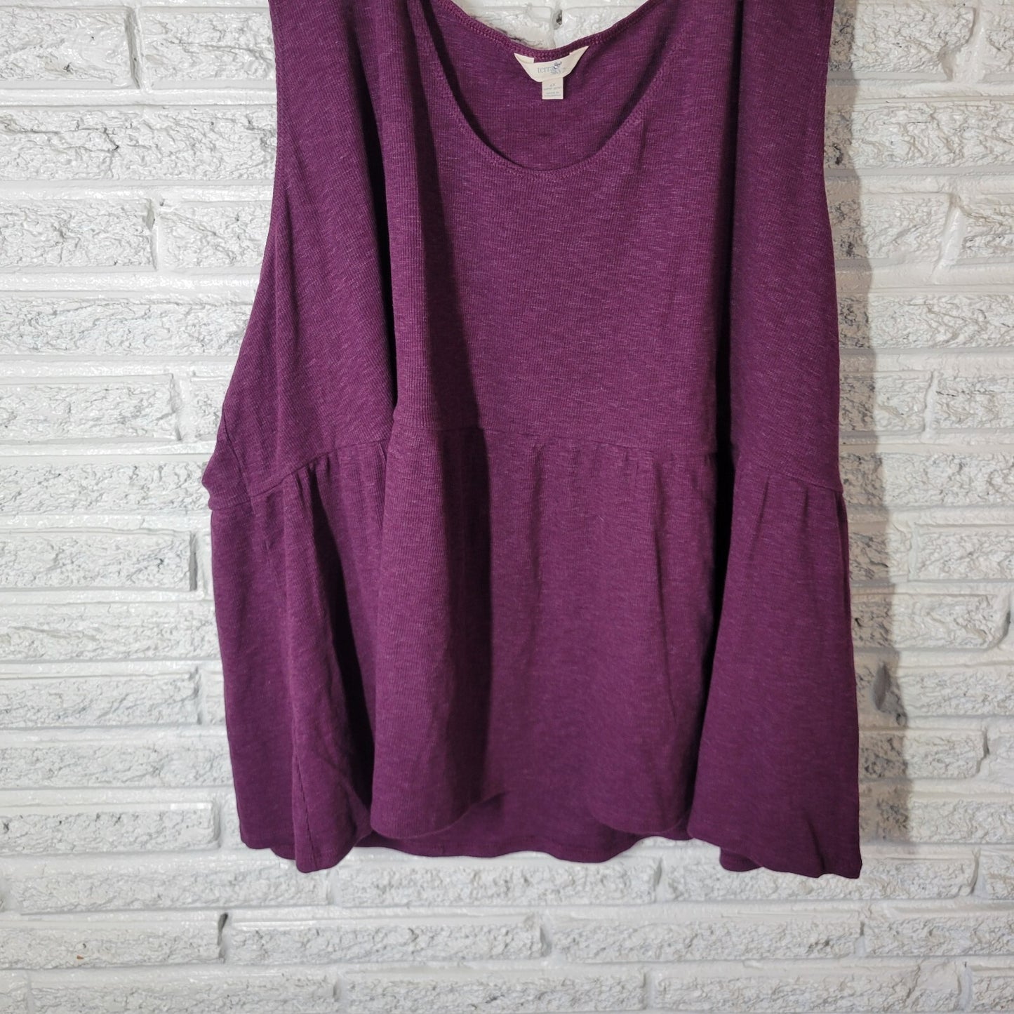 Terra Sky Womens Top 4X 28W 30W Plus Tank Swing Peplum Purple Comfy Scoop Neck