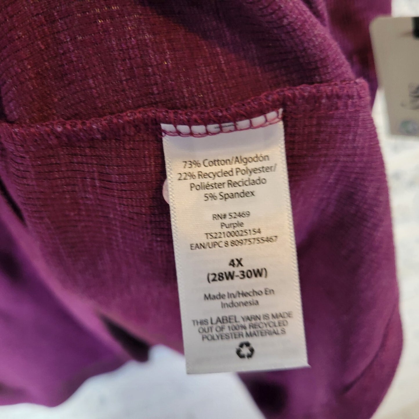 Terra Sky Womens Top 4X 28W 30W Plus Tank Swing Peplum Purple Comfy Scoop Neck