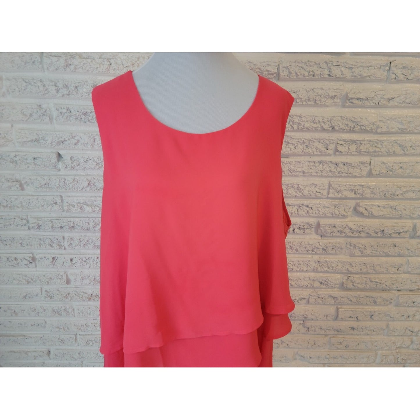 Cato Womens Top 26W 28W Plus Sleeveless Asymmetric Sheer Keyhole Pink Layered