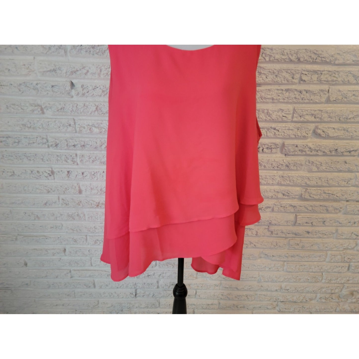 Cato Womens Top 26W 28W Plus Sleeveless Asymmetric Sheer Keyhole Pink Layered