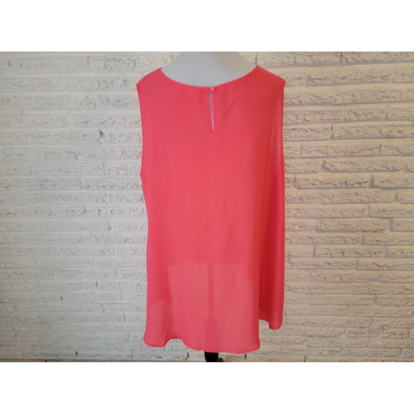 Cato Womens Top 26W 28W Plus Sleeveless Asymmetric Sheer Keyhole Pink Layered