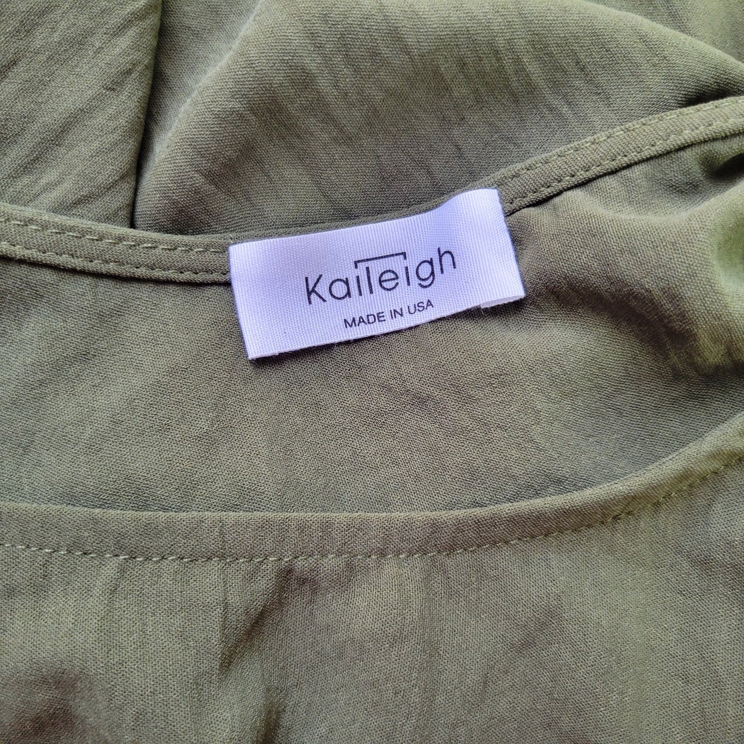 Kaleigh Women Top 1X Plus Ruffle Sleeve Green Lightweight Polyester Casual Comfy