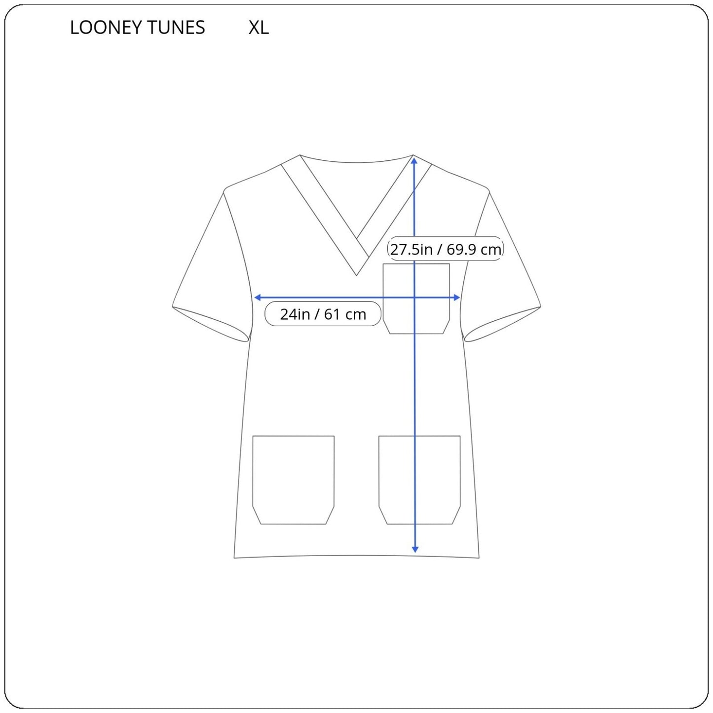 Christmas Looney Tunes Tweety Bird Unisex Scrub Top Extra Large XL  Pockets