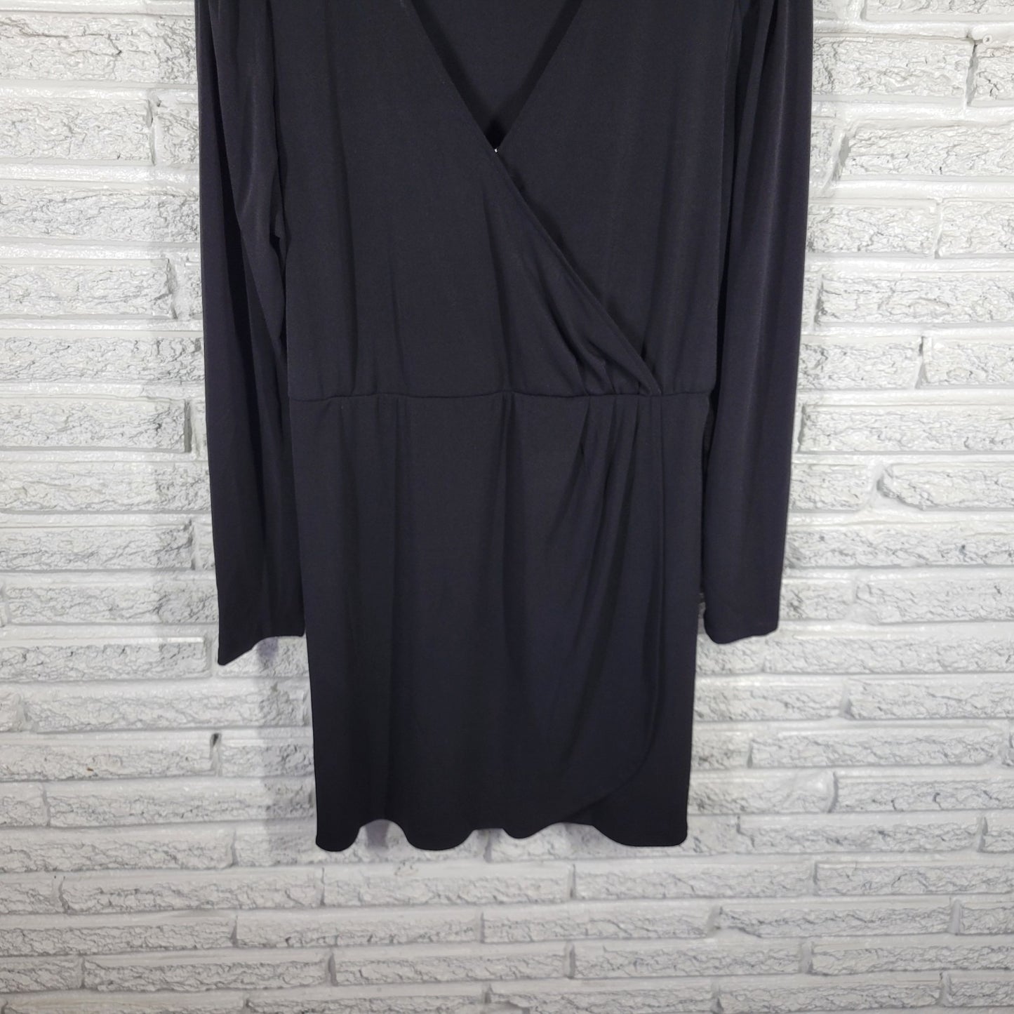 Nine West Dress XL Black V-Neck Long Sleeve Mini Stretch Business Casual Travel