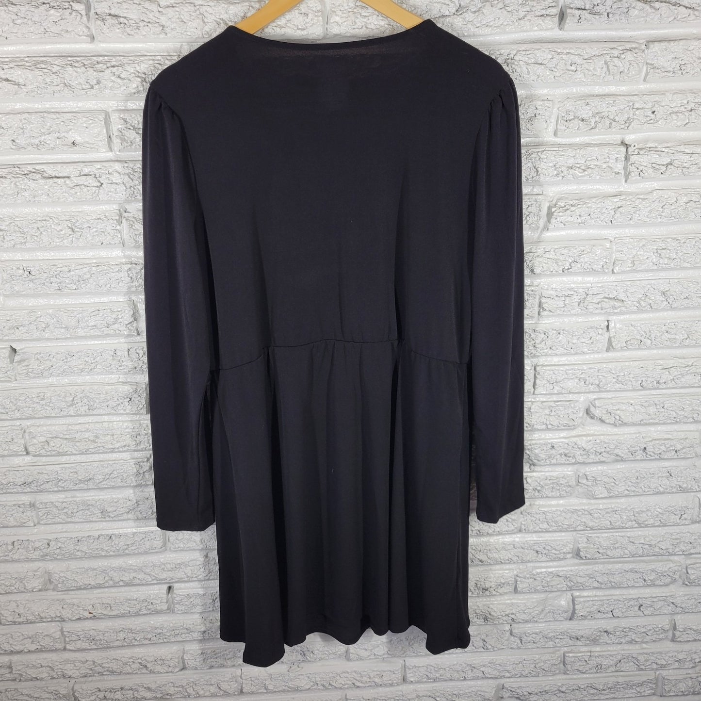 Nine West Dress XL Black V-Neck Long Sleeve Mini Stretch Business Casual Travel