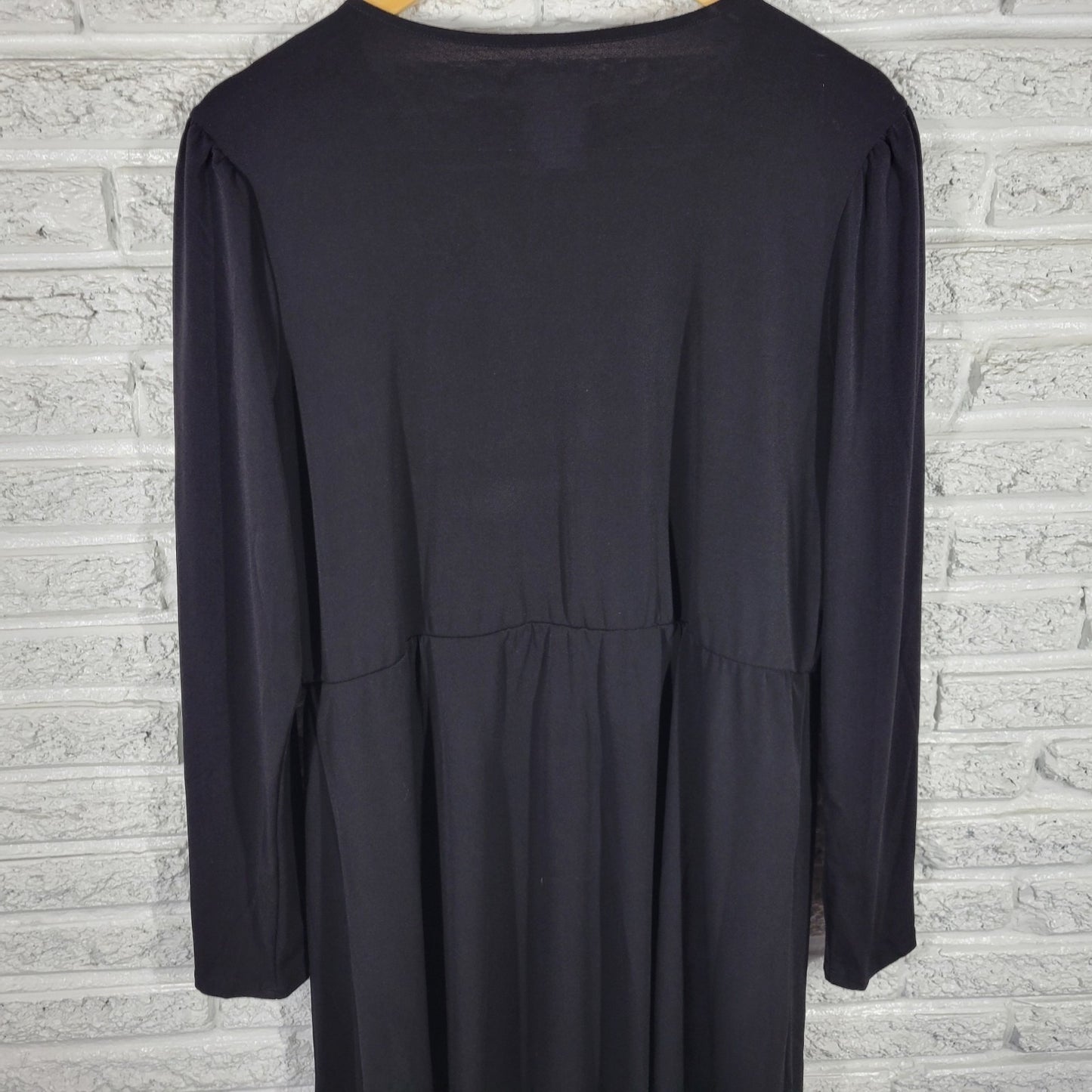 Nine West Dress XL Black V-Neck Long Sleeve Mini Stretch Business Casual Travel