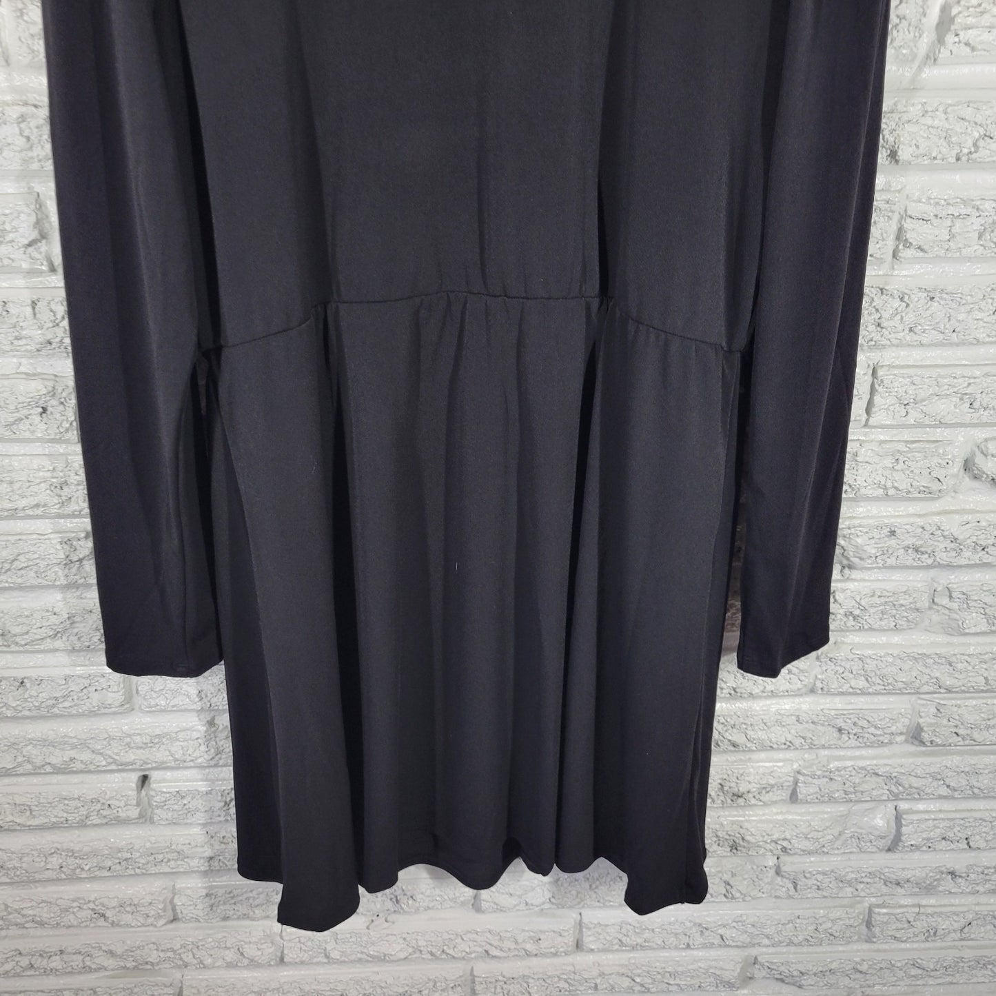 Nine West Dress XL Black V-Neck Long Sleeve Mini Stretch Business Casual Travel
