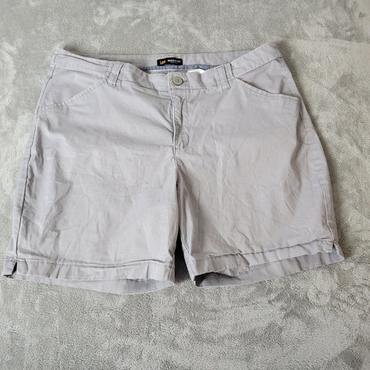 Lee Women Shorts 18M Plus Regular Fit Gray Mid Rise Cotton Blend Zip Lightweight