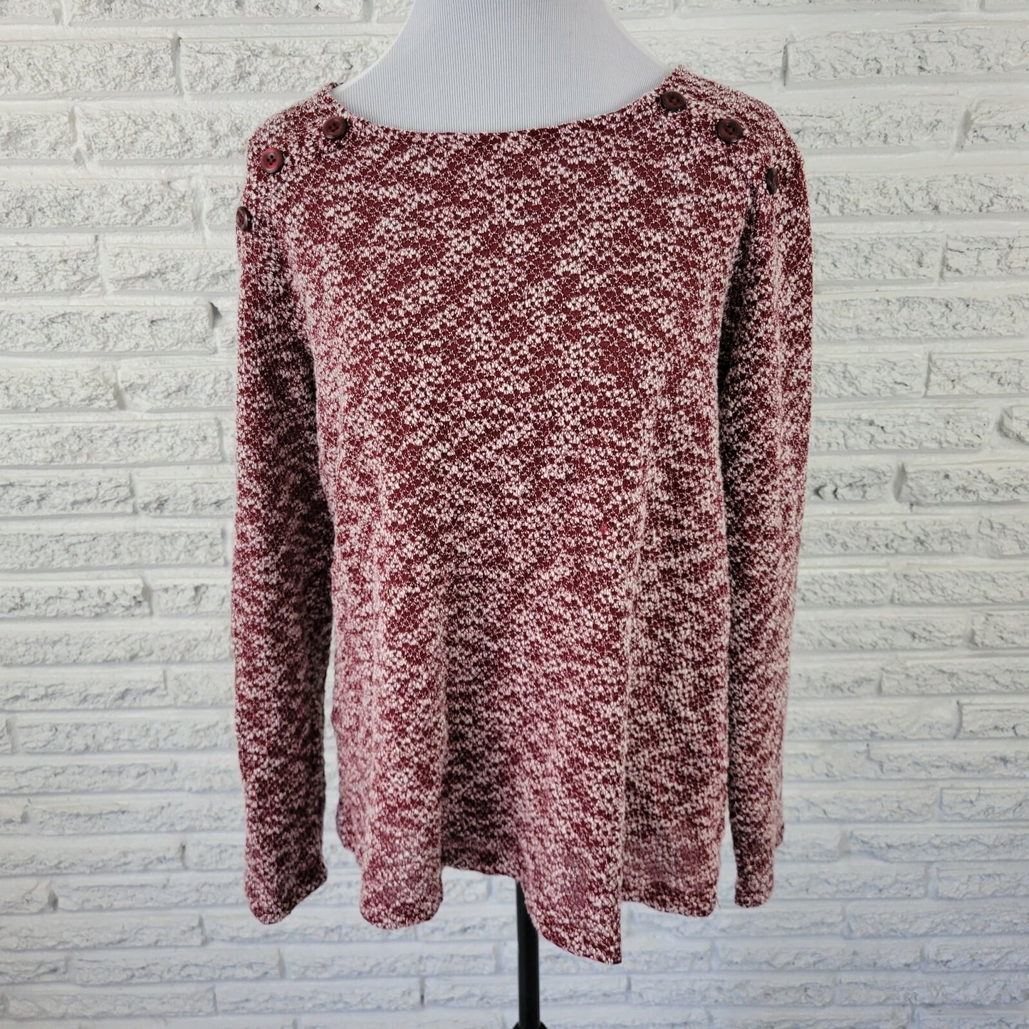 Christopher Banks Womens Top Extra Large Burgundy Semi Sheer Knit Lightweight