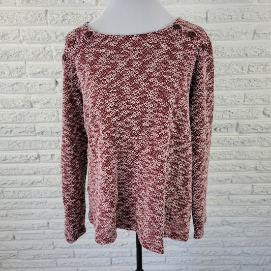 Christopher Banks Womens Top Extra Large Burgundy Semi Sheer Knit Lightweight
