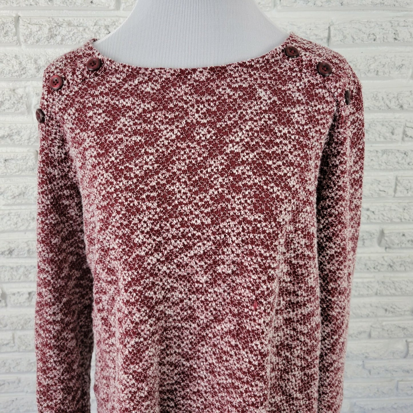 Christopher Banks Womens Top Extra Large Burgundy Semi Sheer Knit Lightweight