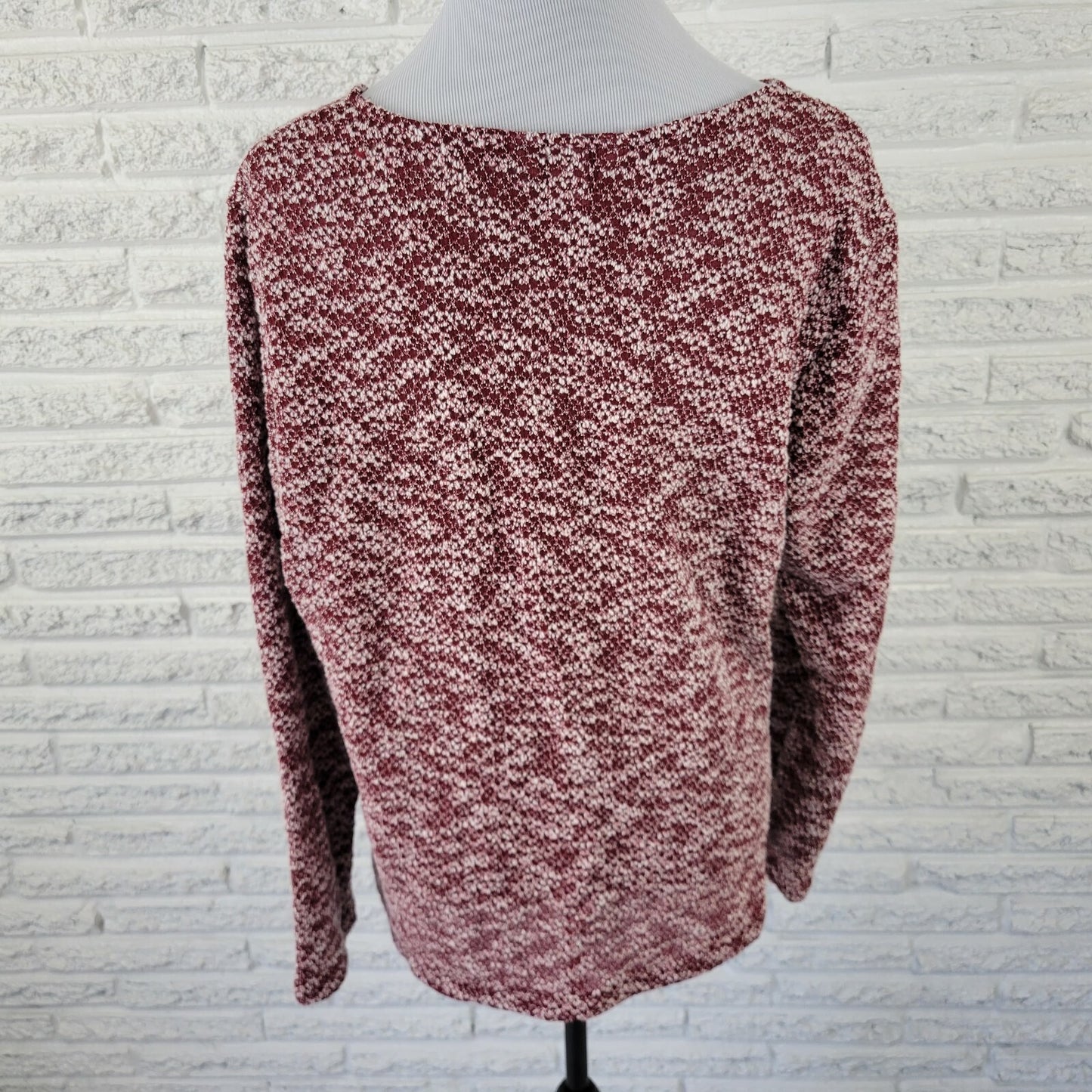 Christopher Banks Womens Top Extra Large Burgundy Semi Sheer Knit Lightweight